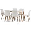 Senza Marca/Generico Set Pranzo Tavolo Allungabile MDF 6 Sedie Ecopelle Stile Scandinavo RUBEN+TANIA