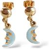Orecchini pendenti da Bambina con Mezza Luna celeste in oro giallo 18K 750