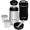 Jane Jané Thermos per Pappa 1L, 2 Contenitori Ermetici, Mantiene Caldo e Freddo 8h, con Cucchiaio e Borsa Termica, Grigio