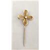 Meli Gioielli Firenze GIOIELLO SPILLA FIORE CHARM DONNA ORO GIALLO 750 18KT DIAMANTE BRILLANTE VERO