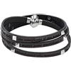 Amen Bracciale Padre Nostro Preghiera In Pelle Nera con Borchie PNIT02-PI-60