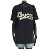 Gucci T-shirt Gucci 990 $ in cotone nero - ricamo logo gattino in strass