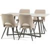 Set Pranzo Tavolo Rettangolare MDF e 4 Sedie Imbottite Tessuto Bouclè KETTY