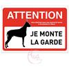 AUA SIGNALETIQUE 201482-AP-p-420x300 Cartello segnaletico cane: i monte la guard - 420 x 300 mm, pvc 1,5 mm 201482-ap-p-420x300