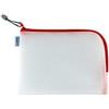 HERMA 20008 Borsa da toilette con cerniera A5, trasparente (26 x 20 cm) piccola custodia con cerniera per cellulare, liquidi, trucco, spazzolino da denti, borsa per cosmetici in rosso