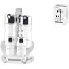 H&h Oliera 4 Pezzi In Vetro Tappo Inox con stand H&H