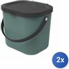 Rotho 2x Pattumiera Raccolta Differenziata Albula 6L Verde,