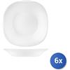Bormioli rocco 6x Piatti In Vetro Opale Parma Bianco Tavola Fondi Cm23