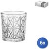 Bormioli rocco 6x Bicchieri In Vetro Trasparente Decorato Lounge Per Acqua 30Cl