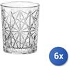 Bormioli rocco 6x Bicchieri Dof In Vetro Trasparente Decorato Lounge Cl39