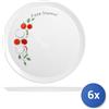 Bormioli rocco 6x Piatto In Vetro Opale Ronda Pizza Decoro Ingredienti 33,5Cm, Multicolore