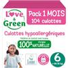 Love & Green Mutandine ipoallergeniche ed ecologiche, T6 x 26