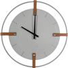 H&H Orologio da parete in metallo con inserti in cuoio cm 60x3,8.