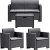 Bica Salotto da Giardino Completo Nebraska Finitura Effetto Rattan Antracite