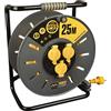 Masterplug Pro-XT Avvolgicavo 25 m, prolunga presa IP55, estensione elettrica 3 prese Schuko, prolunga presa professionale 3 x 2,5 mm2
