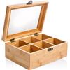 wenco Scatola da tè premium con 6 scomparti, 21,7 x 16 x 9 cm, in bambù, marrone