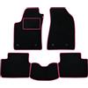 PROPOSTEONLINE Set Tappetini realizzato per MERCEDES CLK W208 anno dal 1997 al 2003 in Moquette tessuto di velluto lavabile NERO bordo Fucsia