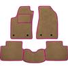 PROPOSTEONLINE Set Tappetini realizzato per MERCEDES CLK W208 anno dal 1997 al 2003 in Moquette tessuto di velluto lavabile BEIGE bordo Fucsia