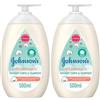 Johnson's Baby Cottontouch Crema Liquida Viso e Corpo, Crema corpo bambini e neonati idratante, Crema viso neonato con vero cotone emolliente, Crema corpo neonato senza coloranti e solfati, 500 ml