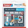 tesa Powerstrips CLICK - Strisce adesive per scatto rapido e sganciabile di cornici per foto e decorazione da parete senza fori - Strisce adesive con sistema a scatto ON e OFF - Medio - 16 x 2 pezzi