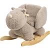 Nattou Dondolo per Bambini n Morbido Tessuto di Orsacchiotto, Rinoceronte, Cintura di Sicurezza Inclusa, Allegro dondolio avanti e Indietro, Circa 60 cm, Lapidou, Poliestere/Legno, Taupe