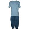 Karelpiù SG Pigiama uomo KARELPIU' cotone estivo t shirt mezza manica collo serafino pant