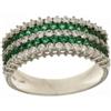 ANELLO MEZZA VERETTA IN ORO BIANCO 18 KT 750 CON ZIRCONI VERDE E BIANCO (6609)