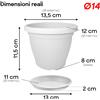 Veca Set Vaso Verona con Sottovaso e Terriccio Plastica per Giardino Interno Esterno
