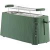 Alessi Plissé MDL15 GR - Tostapane Lungo a Doppio Scomparto, in Resina Termoplastica, Griglia Scalda Brioche in Acciaio Inossidabile 18/10 e Resina Termoplastica, Spina Europea 1700 W, Verde