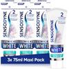 Sensodyne Clinical White - Rafforzante per smalti, dentifricio sbiancante Sensodyne, aroma di menta, protezione contro la sensibilità, confezione da 3 x 75 ml