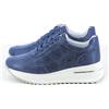 Inblu Sneakers Donna in Ecopelle Traforata Con Zeppa e Lacci, Ienne - 004 (Blue)