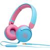 JBL JR310 Cuffie per Bambini con Cavo e Limitatore di Volume, Cuffie On Ear con Microfono e Filo Piatto Antigroviglio su un lato, Pieghevoli, Leggere e Comode, azzurro-rosa, taglia unica