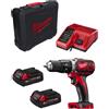 Milwaukee trapano a percussione m18bpd202c (2 x 2.0 ah+ m12-18c + kitbox) 40023