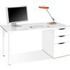 Fores Scrivania da Ufficio Camera Moderna Porta Pc in Legno 2 Cassetti e 1 Anta Bianco