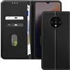 Avizar, Custodia a libro per OnePlus 7T Supporto video multifunzione, Nero