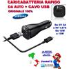 Samsung CARICA BATTERIA RAPIDO ORIGINALE AUTO CAVO USB NOTE 4 NOTE4 EDGE FAST EP-LN915U