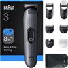 Braun Rifinitore All in One per Barba e Capelli Grigio/Nero serie 3 AIO3540 Braun