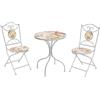LBSIGN Set Bistrot Tavolo Mosaico 60 Cm 2 Sedie Pieghevoli Otranto Bianco