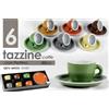 Set 6 tazzina caffè tipo bar con piatto multicolore