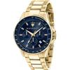 Maserati Orologio Cronografo Uomo Maserati Sfida R8873640008 Acciaio Oro Quadrante Blu