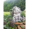 MONDO ARTISTICA STATUA ANGIOLETTO SCULTURA ANGELO SEDUTO BIMBO PUTTO CON ALI IN CEMENTO MARMO