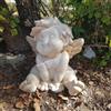 MONDO ARTISTICA STATUA ANGIOLETTO SCULTURA ANGELO SEDUTO BIMBO PUTTO CON ALI IN CEMENTO MARMO