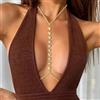 Collana lunga per seno gioiello bikini catena oro strass Breast Chain D1D91C