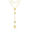 COLLANA ROSARIO ORO GIALLO 18K CON 3 MEDAGLIE SAN BENEDETTO 9-11 MM E CROCE