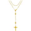 COLLANA ROSARIO ORO GIALLO 18K SFERE DA 2.5 MM 3 MEDAGLIE SAN BENEDETTO E CROCE