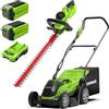 Greenworks 40V Tagliaerba a Batteria Ampiezza di Taglio 35cm con 2x 2Ah Batterie e Caricabatterie G40LM35K2X Bonus 40V Tagliasiepi a Batteria Solo Macchina G40HT61