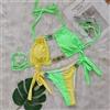 Bikini Donna Due Pezzi Triangolo Mini Tanga Sgambato Verde Giallo Gioiello AB77E