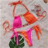 Bikini Donna Due Pezzi Triangolo Mini Tanga Sgambato Rosa Arancio Gioiello AB77E