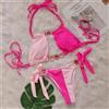 Bikini Donna Due Pezzi Triangolo Mini Tanga Sgambato Rosa Gioiello AB77E
