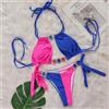 Bikini Donna Due Pezzi Triangolo Mini Tanga Sgambato Rosa Blu Gioiello AB77E
